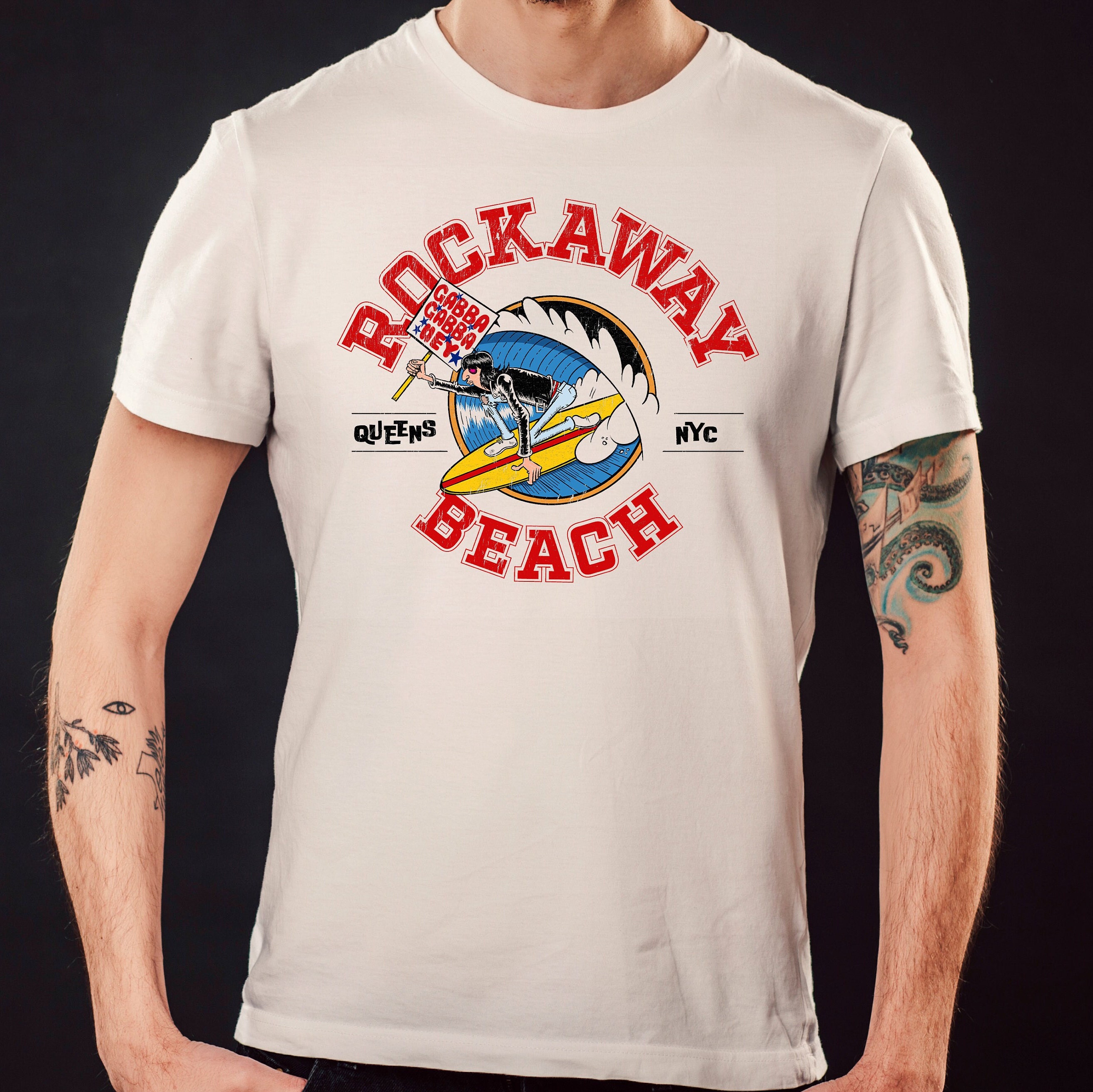 RAMONES / ラモーンズ [Worn Free] Johnny Ramone / Rockaway Beach Tee (Light Blue) Worn Free] Johnny Ramone / Rockaway Beach Tee (Light Blue