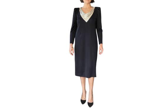 Classy Carteret New York Black Vintage Dress With Silver Chain Mail Mesh  Necklace Collar - Etsy