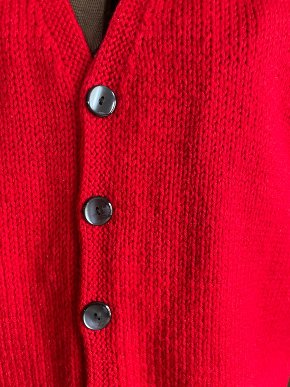 Handmade knit red sweater vest vintage grandpa st… - image 2