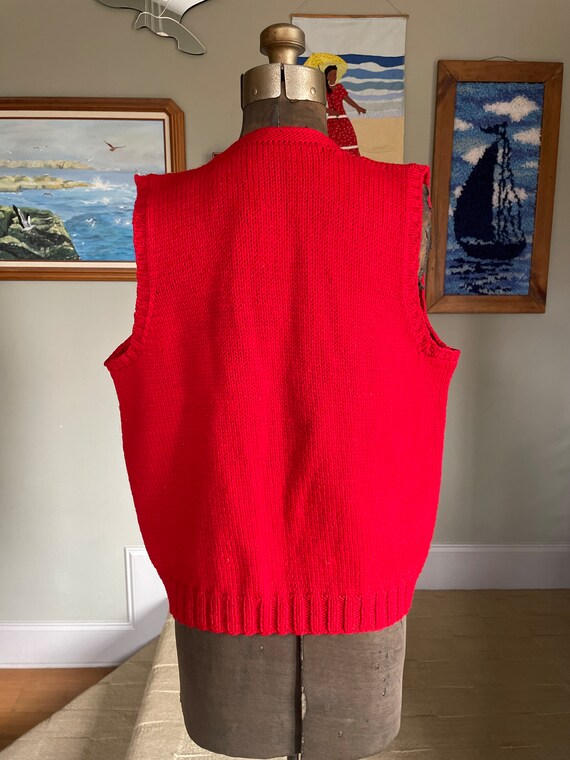 Handmade knit red sweater vest vintage grandpa st… - image 5