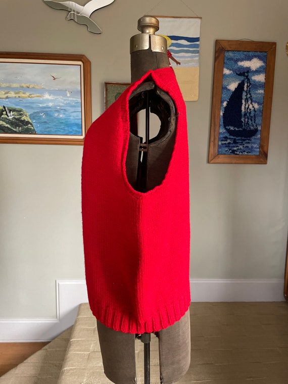 Handmade knit red sweater vest vintage grandpa st… - image 4