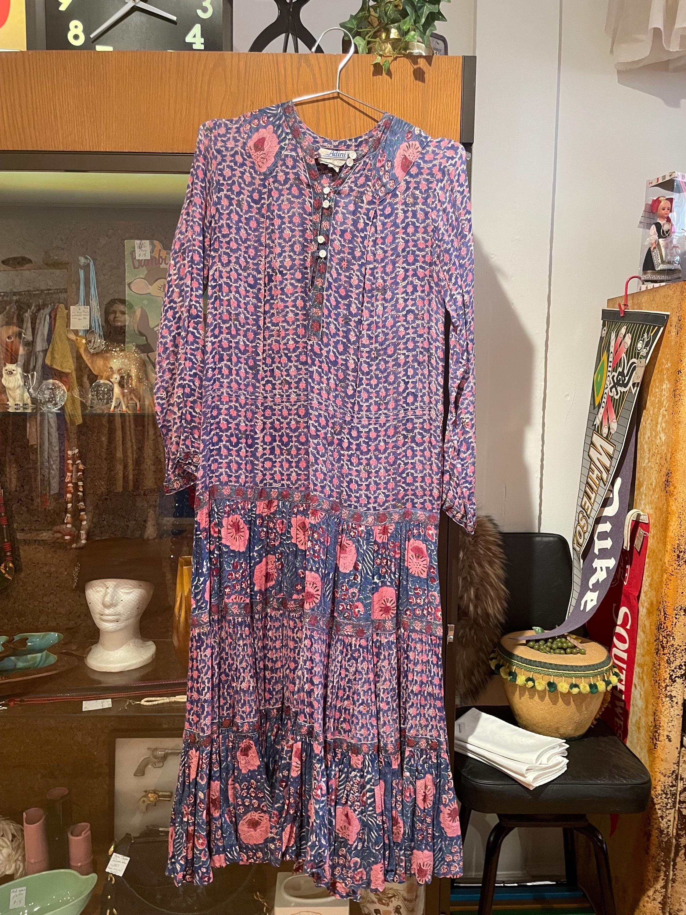 Adini Vintage Gauzy Floral Cotton Dress Made in India