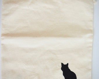 Shoe bag with screen printed motif "Cat and Bird"