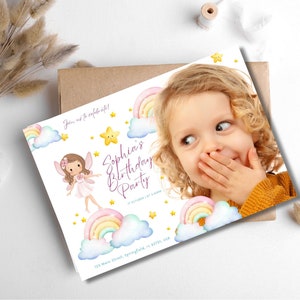 Kids Editable Birthday Invitation Template With Photo, Printable Birthday Party Invitations, Digital Bday Party Invite Template, Girl Invite