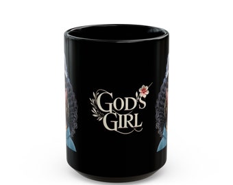 God's Girl 'Blessed Blue' Black Mug (15oz)