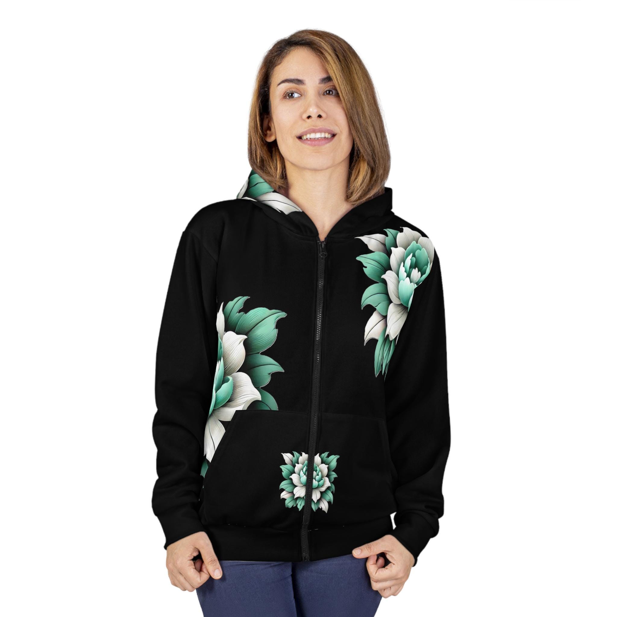 Flower Petal Zip Hoodie - Etsy