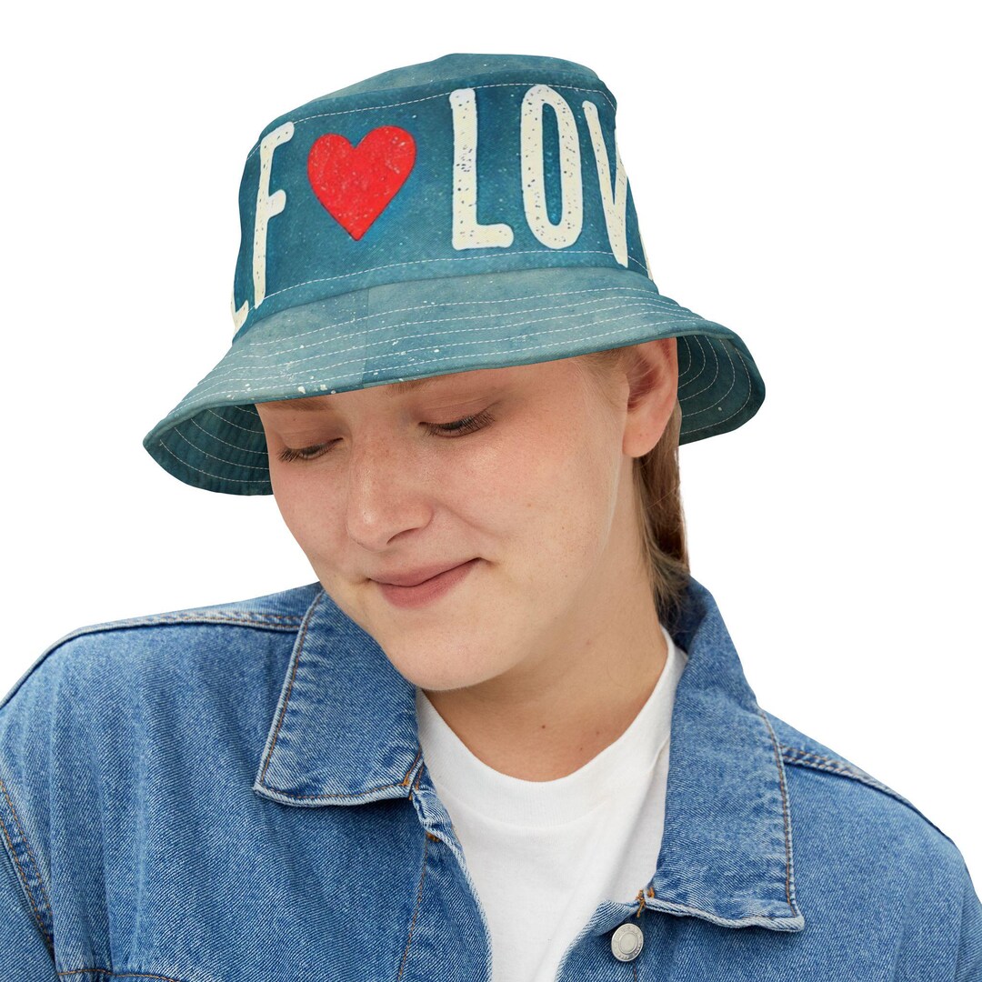 Self Love Red Heart Bucket Hat Etsy