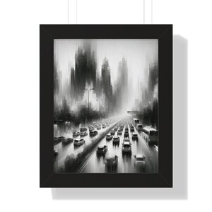 The City Traffic - Black and White Wall Art