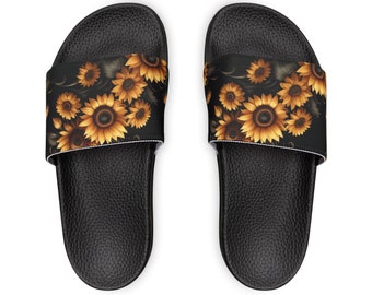 Ebony Sunflower Youth PU Slide Sandals