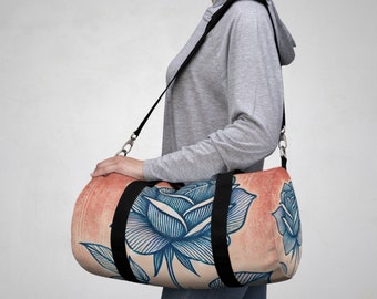 Blue Rose Sketch Duffel Bag