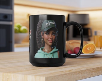 God's Girl 'Faithful Mint' Black Mug (15oz)