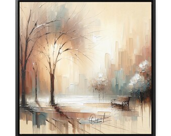 City Park Bench Right - Wall Art - Square Frame