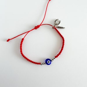 Turkish Evil Eye Bracelet, Good luck bracelet, Nazar bracelet with charms, Greek eye bracelet, Turkish eye protection bracelet, Red evil eye