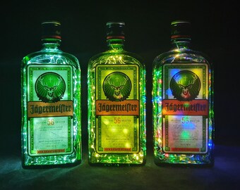 Lampe bouteille Jägermeister avec 80 LED, sélection de couleurs, idée cadeau upcycling