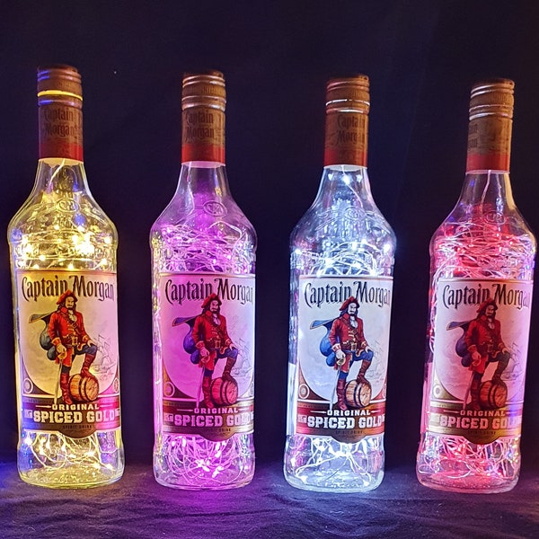 Captain Morgan Flaschenlampe Lampe mit 80 LEDs Farbauswahl Upcycling Geschenk Idee