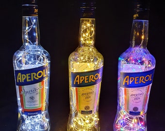 Lampada bottiglia Aperol con 80 LED, idea regalo riciclabile con selezione di colori