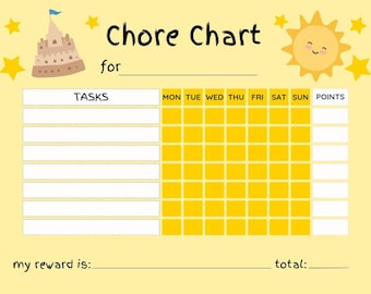 Chore Chart Printable fun Kids, Teens & Adults chore and reward sheet!