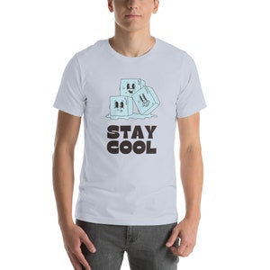 Blauw Ice Cube T-shirt, zomert-shirt voor papa, cartoon katoenen T-shirt