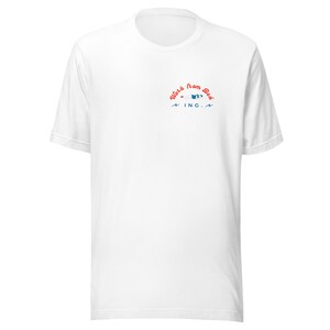 T-shirt med sängmotiv, jobba hemifrån, återvända till kontoret, fräck t-shirt, retro t-shirt