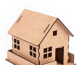 DIY overschilderbaar miniatuurhuispakket, mdf-houten model