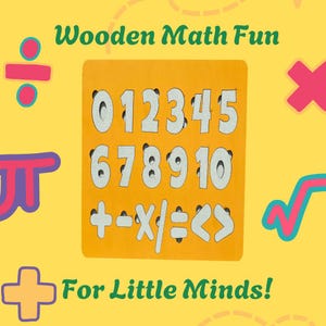 Math Toy for Kids, Math Symbols and Numbers, Wooden Numbers 1-10 Montessori Numbers, Educational Wooden Toy, Back to School