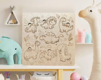 Houten dinosauruspuzzel, Montessori-leerspel