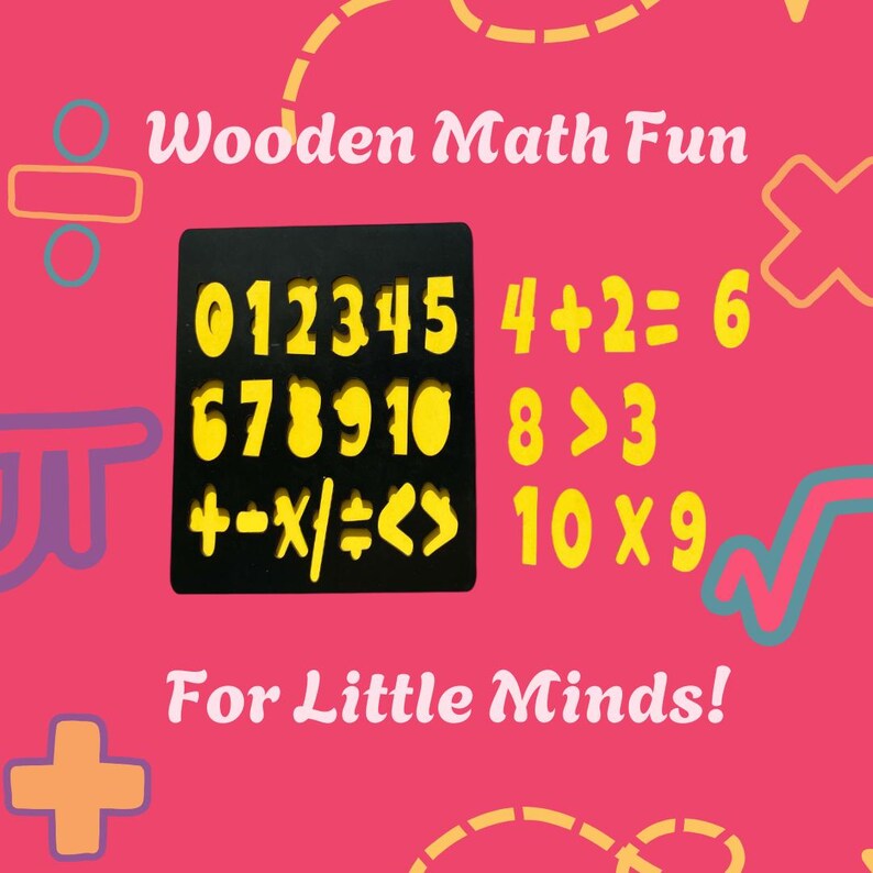 Wooden Number & Math Symbol Set, Montessori Math Toy - Etsy Ireland