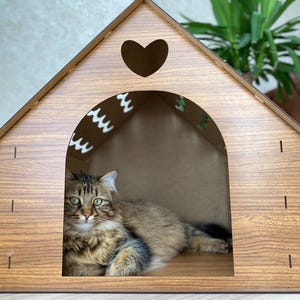 Wooden Cat House - Outdoor Cat Shelter, Winter Pet House, Insulated Feral Cat House, Modern Gift for Cat Lovers