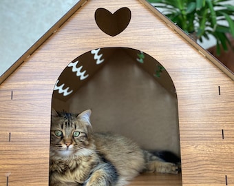 Houten kattenhuis – moderne kattenopvang voor buiten, winterhuisdierhuis