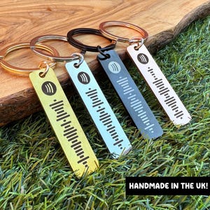 Gepersonaliseerde Spotify-sleutelhanger Music Lover-sleutelhanger gegraveerd met scanbaar nummer of album Aangepaste afspeellijstsleutelhanger Romantisch cadeau voor partner