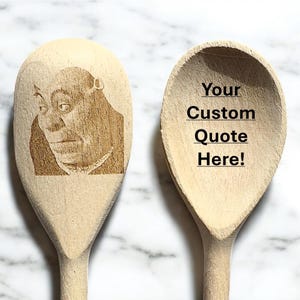 Cuchara de madera de Shrek, divertida cuchara grabada con láser, regalo con cita del pantano, utensilio de cocina personalizado opcional, regalo único de Shrek para el Día del Padre
