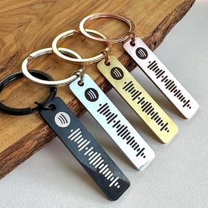 Spersonalizowany brelok Spotify dla miłośnika muzyki, z grawerunkiem skanowalnej piosenki lub albumu, spersonalizowany brelok do playlisty, romantyczny prezent dla partnera