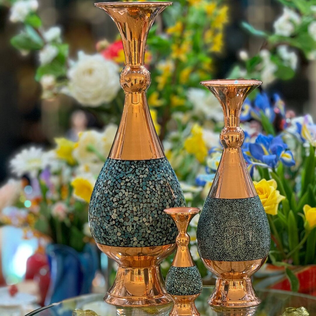 Copper and Turquoise Flower Pot Etsy