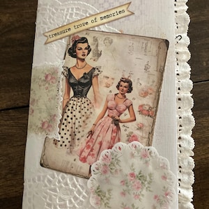 Treasure trove of memories theme handmade, original junk journal, scrapbook, memory album, art journal.