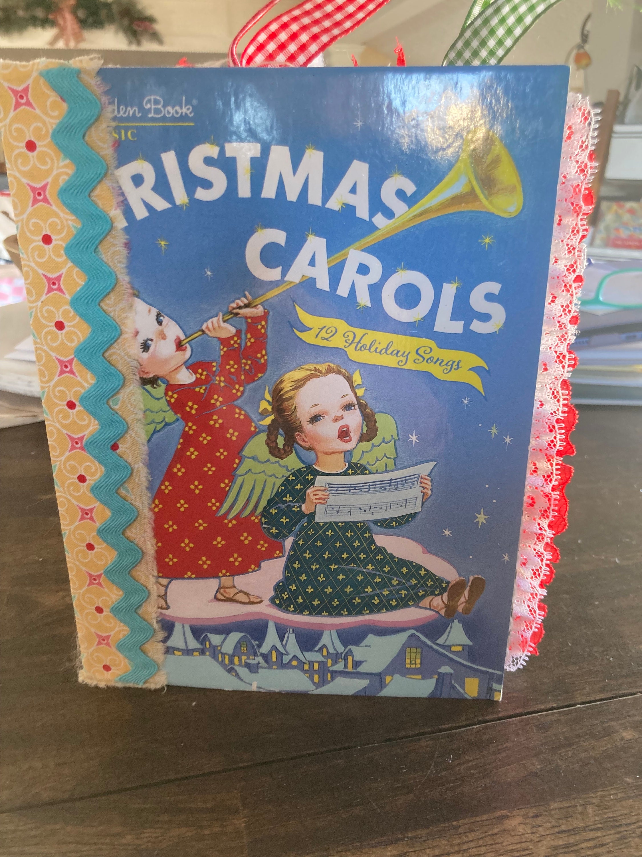 Christmas Carols. Handmade, original junk journal