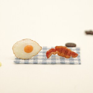 Egg Earrings, Miniature Earrings, Food Jewelry, Sunny Side Up Eggs, Bacon Earrings, Stud Earring, Gift For Her
