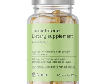 Premium Turkesterone, 100% Organic and Pure - 60 Veggie capsules 400 mg, Use as a Testo booster