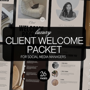 Modelo Canva para integração de clientes em mídias sociais | Pacote de boas-vindas ao cliente | Integração de clientes para gerentes de mídias sociais