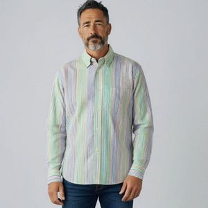 Camicia vintage Polo Ralph Lauren Custom Fit da uomo, taglia 17XL, a righe multicolore, in cotone.