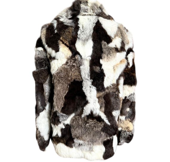 Vintage Patchwork Rabbit Fur Coat Jacket Size M F… - image 5
