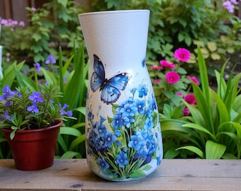 Forget me nots flower vase, butterfly, gifts for mum, gifts for nan, housewarming gifts, birthday, memorial, flower decor, flower gifts