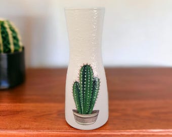 Cactus Decoupage Bud Vase: cactus lover gift, propagation vase, plant gifts