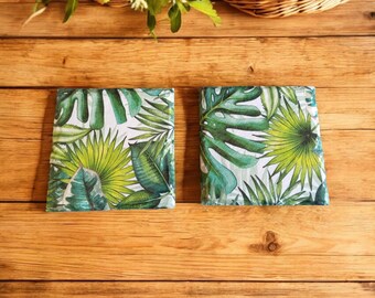 Tropical Leaf Slate Coasters: Plant Lover Gift, Set of 2