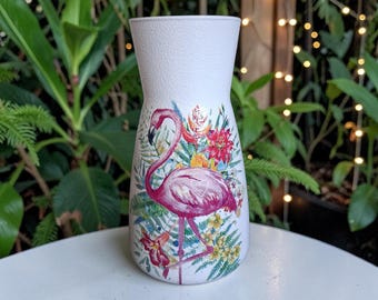 Stunning tropical flamingo flower vase, flamingo decor, gifts for mum, gifts for nan, housewarming, birthday, tropical decor, Christmas