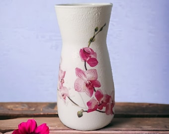 Pretty flower vase, orchid gifts, orchid lovers, flower decor, Japanese style home decor, pink flowers, gifts for mum, decorative vases,