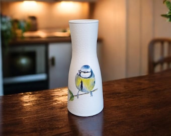 Blue Tit Decoupage Bud Vase: Bird Lover Gift, Propagation Vase