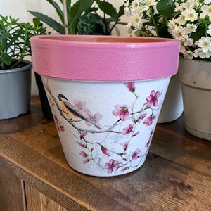 Blossom plant pot, decorated terracotta plant pot, decorative indoor planter, gardening gifts, spring decor, birthday, housewarming,
