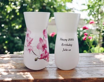 Personalised orchid flower vase, personalised gifts, gifts for her, home decor gifts, keepsake, individual gifts, sentimental gifts