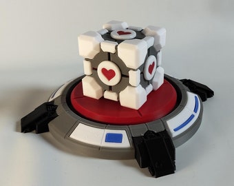 Portal Button & Companion Cube Bundle | Unique Portal Game Inspired Collectible Gift for Gamers and fans