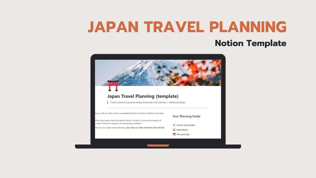 Notion Travel Plan for Japan Etsy